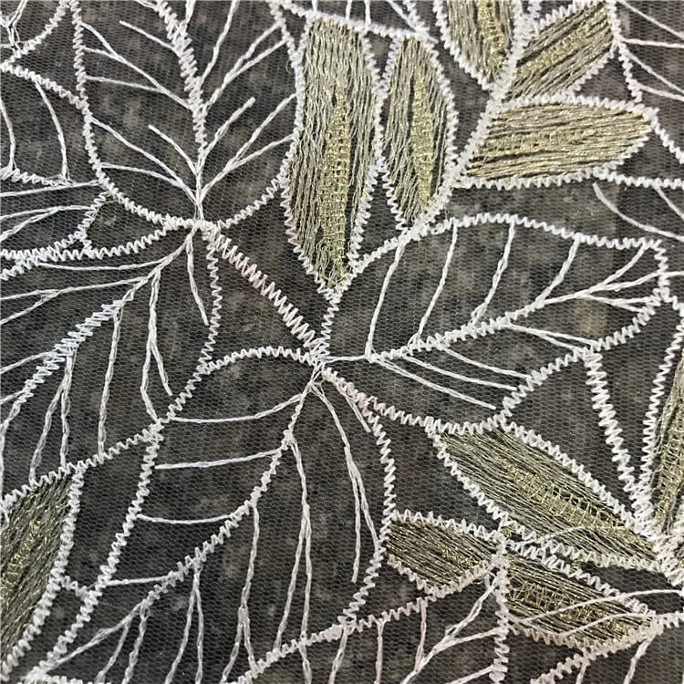 Embroidered Fabric Leaf Evening Polyester Foil for Women's Wear Wholes 4